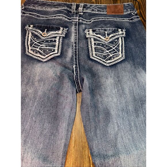 Maurices Womens Bootcut Jeans 14 medium Wash Heavy Stitch Stretch - Picture 9 of 9